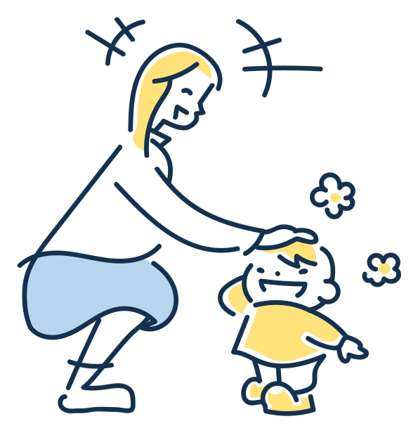 子どもをほめる親のイラスト
